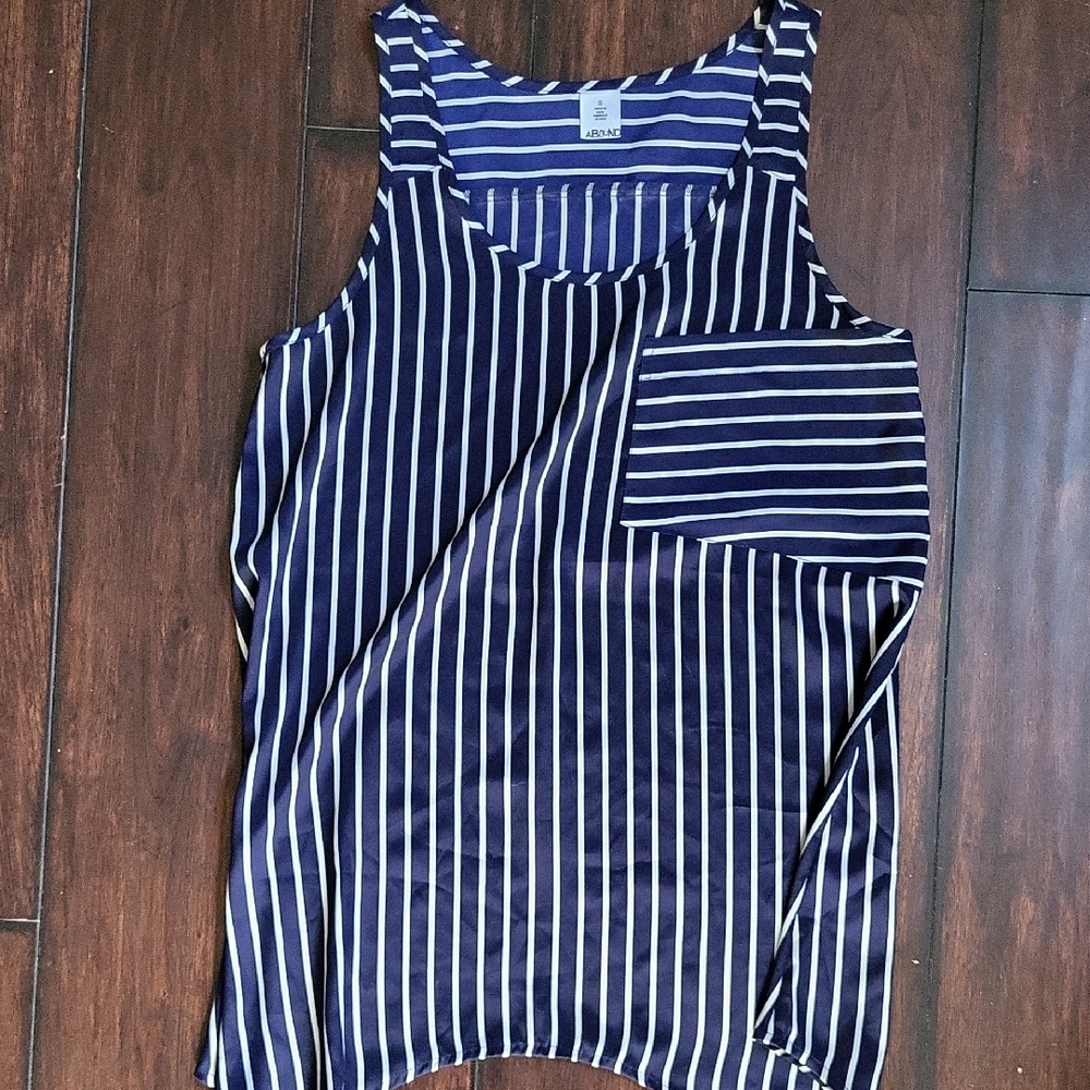 Abound Navy Blue and White Sleeveless Tank Top